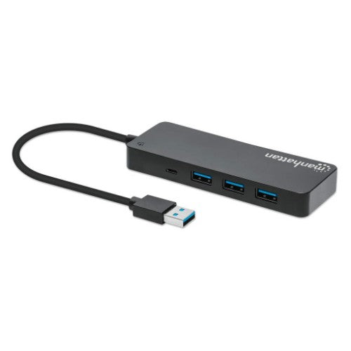 Manhattan USB-A Dock/Hub, Ports (x7): USB-A (x7), 5 Gbps (USB 3.2 Gen1 aka USB 3.0), External Power Supply Not Needed, Cable 15cm, SuperSpeed USB, Black, Three Year Warranty