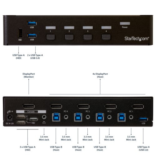 StarTech.com 4-Port DisplayPort KVM Switch - USB 3.0 - 4K 30Hz