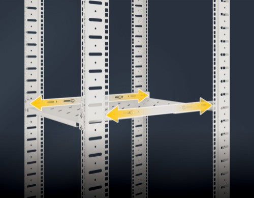 Intellinet 19" Fixed Shelf (adjustable), 1U, 350mm shelf depth, 350 to 550mm adjustable rail depth, Max 20kg, Grey, Lifetime warranty