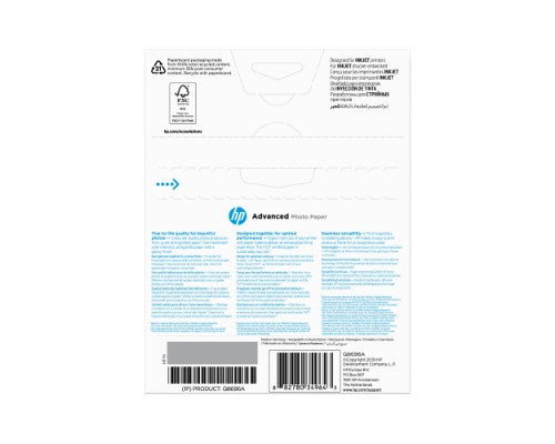 HP Advanced Photo Paper, Glossy, 250 g/m2, 13 x 18 cm (127 x 178 mm), 25 sheets