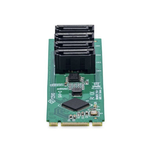 StarTech.com 4-Port M.2 to SATA Adapter Card, M.2 PCIe 3.0 to SATA HDD/SSD Expansion Card, ASM1064 Chipset, M.2 NVMe to 4x HDD/SSD for Windows/macOS/Linux