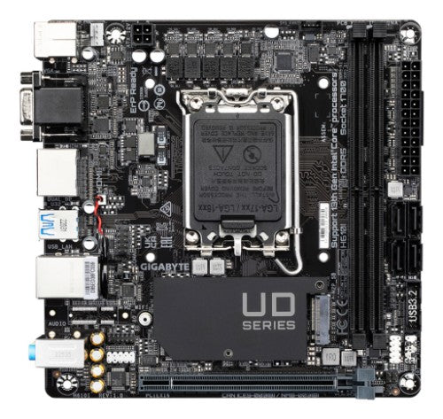 GIGABYTE H610I Motherboard - Supports Intel Core 14th CPUs, 4+1+1 Hybrid Digital VRM, up to 5600MHz DDR5, 1xPCIe 3.0 M.2, GbE LAN, USB 3.2 Gen 1
