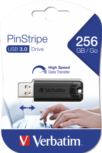 Verbatim PinStripe 3.0 - USB 3.0 Drive 256GB - Black