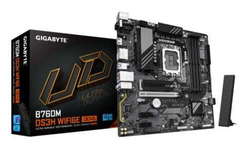 GIGABYTE B760M DS3H WIFI6E GEN5 Motherboard - Supports Intel Core 14th Gen CPUs, 6+2+1 Phases Digital VRM, up to 5600MHz DDR5, 2xPCIe 4.0 M.2, Wi-Fi 6E, 2.5GbE LAN, USB 3.2 Gen2