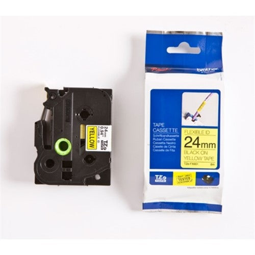 Brother TZE-FX651 DirectLabel black on yellow Laminat 24mm x 8m for Brother P-Touch TZ 3.5-24mm/HSE/36mm/6-24mm/6-36mm