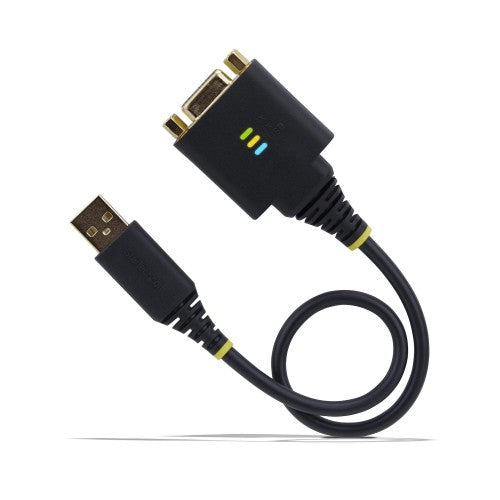 StarTech.com 1ft (30cm) USB to Null Modem Serial Adapter Cable, COM Retention, FTDI, USB-A to DB9 RS232, Interchangeable DB9 Nuts/Screws, Windows/macOS/Linux