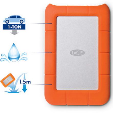 LaCie Rugged Mini external hard drive 1 TB 5400 RPM 2.5" Micro-USB B 3.2 Gen 1 (3.1 Gen 1) Orange, Silver