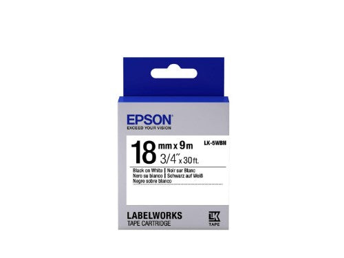 Epson C53S655006/LK-5WBN Ribbon black on white 18mm x 9m for Epson LabelWorks 4-18mm/24mm/36mm/6-18mm/6-24mm
