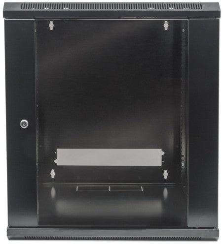 Intellinet 19" Network Cabinet - Wall Mount (Standard), 12U, 450mm Deep, Black, Flatpack, Max 60kg, Suitable also for use on desk or floor, Usable Depth 270mm to 350mm, Metal & Glass Door, Back Panel, Removeable Sides,Parts for wall installation not inclu