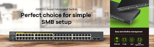 Zyxel GS1900-48HP Managed L2 Gigabit Ethernet (10/100/1000) Power over Ethernet (PoE) 1U Black