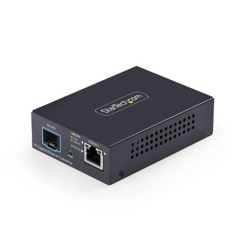 StarTech.com 10GbE Multi-Gigabit Open SFP+ Fiber Media Converter, Standalone 10 Gigabit Ethernet RJ-45 to 10GBASE-X SFP+, Single-Mode / Multi-Mode, 16K Jumbo Frames - TAA