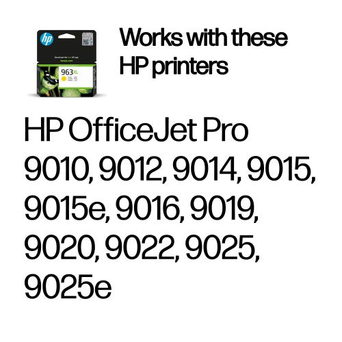 HP 3JA29AE/963XL Ink cartridge yellow high-capacity, 1.6K pages 22.92ml for HP OJ Pro 9010/e/9020/9020 e