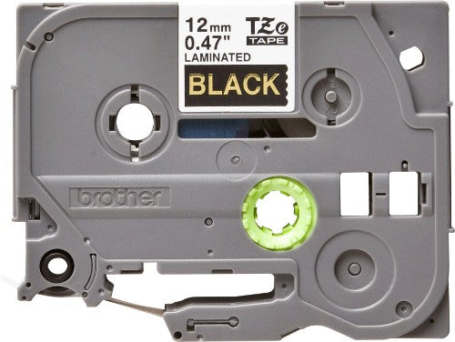 Brother TZE-334 DirectLabel gold on black Laminat 12mm x 8m for Brother P-Touch TZ 3.5-18mm/6-12mm/6-18mm/6-24mm/6-36mm