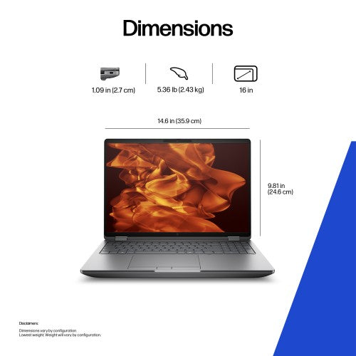 HP ZBook Fury G1i Wolf Pro Security Edition Intel Core Ultra 7 265HX Mobile workstation 40.6 cm (16") WQXGA 64 GB DDR5-SDRAM 1 TB SSD NVIDIA RTX PRO 4000 Blackwell Wi-Fi 7 (802.11be) Windows 11 Pro AI Workstation, AI PC Silver