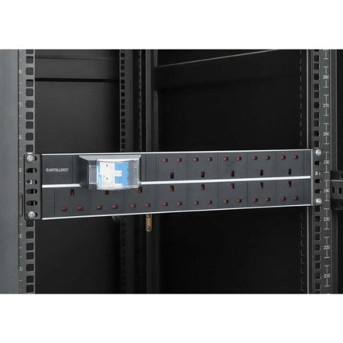 Intellinet 19" 2U PDU 15-way UK, With 2P air breaker, Rackmount, Power Distribution Unit, UK 3-pin outlets, 3m power cord, output