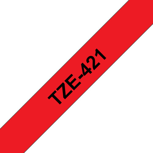 Brother TZE-421 DirectLabel black on red Laminat 9mm x 8m for Brother P-Touch TZ 3.5-18mm/6-12mm/6-18mm/6-24mm/6-36mm
