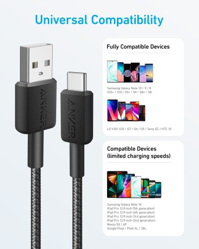 Anker USB-A to USB-C Braided Charging Cable 0.9 m, Black