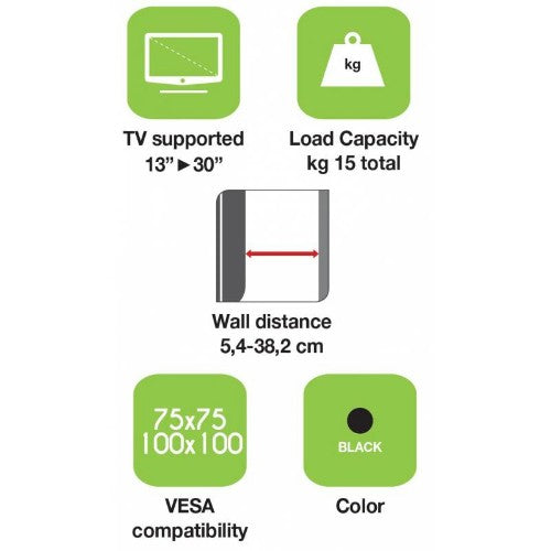 Techly ICA-LCD-923B TV mount/stand 76.2 cm (30") Black
