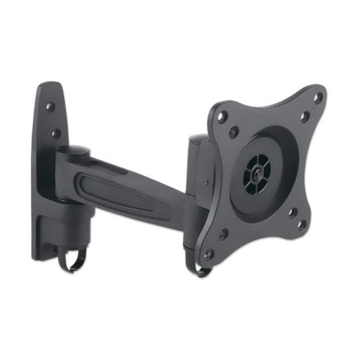 Manhattan Wall Mount for TV & Monitors (Tilt and Swivel 2 pivots), For screens 13" to 27", VESA compatability: 75x75mm and 100x100mm - check the dimensions of the four mounting holes on back of screen to ensure it fits, Max 15kg, Black, Bracket