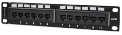 Intellinet Patch Panel, Cat6, 10", UTP, 1U, 12-Port, Black