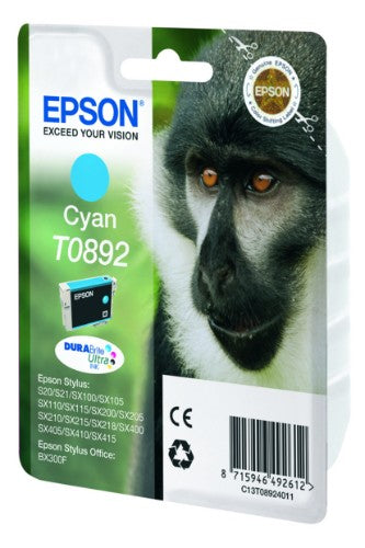Epson C13T08924011/T0892 Ink cartridge cyan, 170 pages ISO/IEC 24711 3.5ml for Epson Stylus S 20/SX 115/SX 415