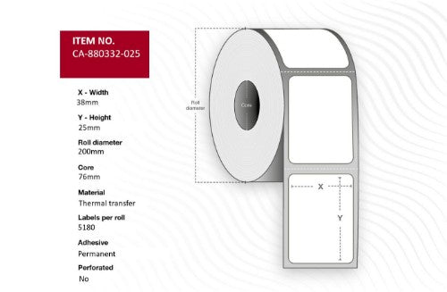 Capture CA-880332-025 printer label White