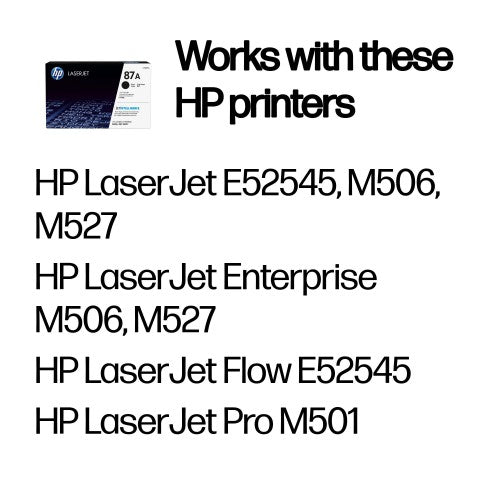 HP CF287A/87A Toner cartridge, 9K pages ISO/IEC 19752 for HP LaserJet M 506