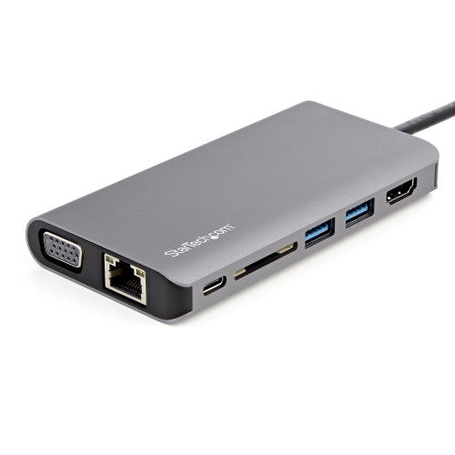 StarTech.com USB C Multiport Adapter - USB-C Mini Travel Dock w/ 4K HDMI or 1080p VGA - 3x USB 3.0 Hub, SD, GbE, Audio, 100W PD Pass-Through - Portable Docking Station for Laptop/Tablet