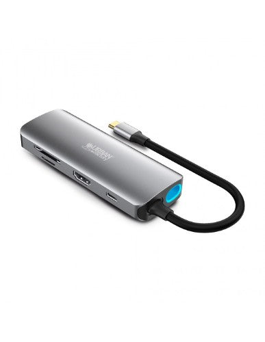 Urban Factory HUBEE 8 IN 1 : HUB USB-C WITH 3 USB-A / 1 HDMI 4K / 1 RJ45 / 2 CARD READERS AND 1 USB-C 100W PD