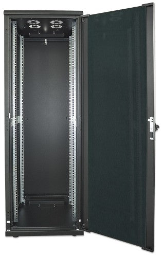 Intellinet 19" Network Cabinet - Free Standing, 32U, 600x800mm (width x depth), Black, Flatpack, Max 1500kg, Multi-Point Door Lock, One Lock Per Side Panel, Usable Depth 123 to 573mm, IP20 rated, Rack, Steel
