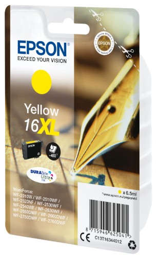 Epson C13T16344012/16XL Ink cartridge yellow high-capacity XL, 450 pages 6,5ml for Epson WF 2010/2660/2750
