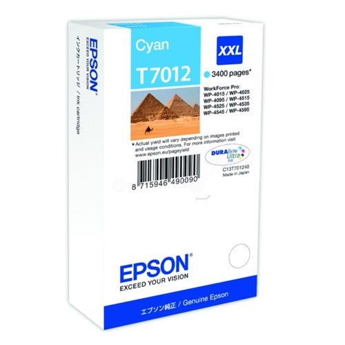 Epson C13T70124010/T7012 Ink cartridge cyan XXL, 3.4K pages ISO/IEC 24711 34.2ml for Epson WP 4015