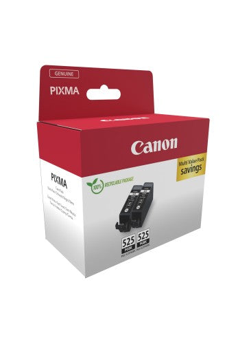Canon 4529B017/PGI-525PGBK Ink cartridge black pigmented twin pack Blister, 2x323 pages ISO/IEC 24711 19ml Pack=2 for Canon Pixma IP 4850/MG 5350/MG 6150/MG 6250/MX 885
