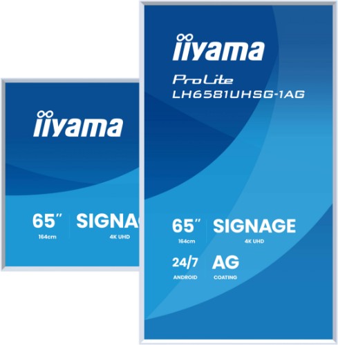 iiyama LH6581UHSG-1AG Signage Display Digital signage flat panel 163.8 cm (64.5") Wi-Fi 500 cd/m² 4K Ultra HD White Built-in processor Android 24/7