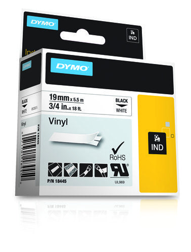 Dymo 18445/S0718620 Ribbon Vinyl black on white 19mm x 5,5m for Dymo Rhino 6-19mm/24mm