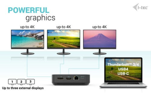 i-tec USB-C HDMI Dual DP Docking Station with Power Delivery 100 W