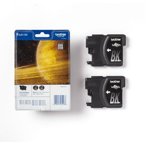Brother LC-1100BKBP2 Ink cartridge black twin pack Blister, 2x450 pages 9.5ml Pack=2 for Brother DCP 185 C/MFC 6490 C