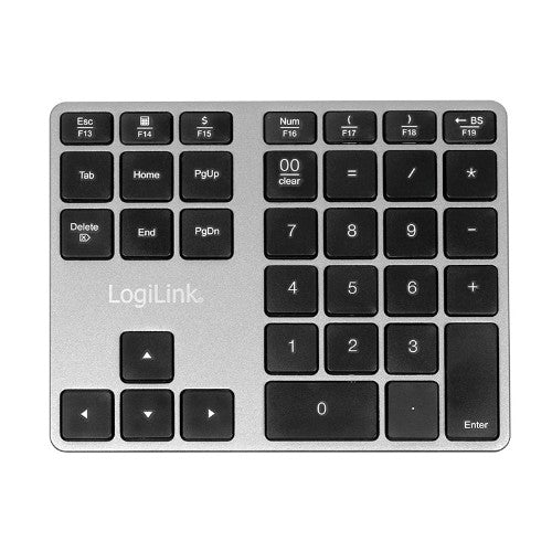 LogiLink ID0187 numeric keypad Universal Bluetooth Aluminium, Black