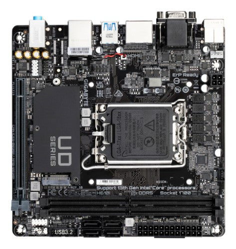 GIGABYTE H610I Motherboard - Supports Intel Core 14th CPUs, 4+1+1 Hybrid Digital VRM, up to 5600MHz DDR5, 1xPCIe 3.0 M.2, GbE LAN, USB 3.2 Gen 1