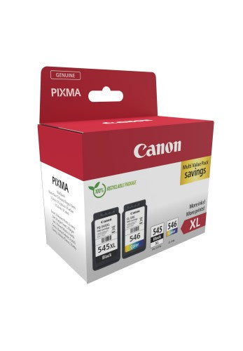 Canon 8286B012/PG-545+CL-546XL Printhead cartridge multi pack black + color high-capacity Blister with security 13ml + 11ml Pack=2 for Canon Pixma MG 2450