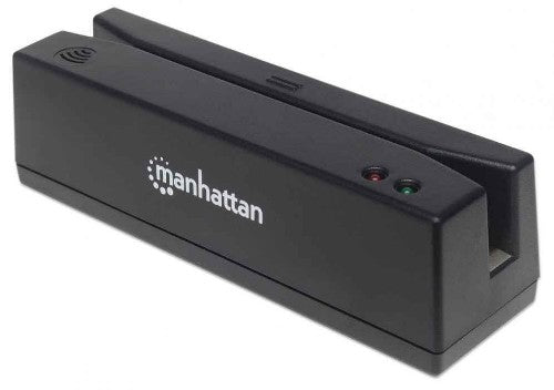 Manhattan USB-A Magnetic Strip Card Reader, Triple Track Reader, Keyboard Wedge Decoder, Cable 1.5m, Black, Three Year Warranty