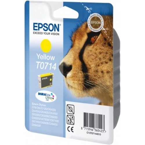 Epson C13T07144012/T0714 Ink cartridge yellow, 415 pages ISO/IEC 19752 5,5ml for Epson Stylus BX 310/600/D 120/D 78/S 20