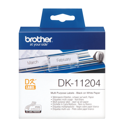 Brother DK-11204 DirectLabel Etikettes 17mm x 54mm 400 for Brother P-Touch QL/700/800/QL 12-102mm/QL 12-103.6mm