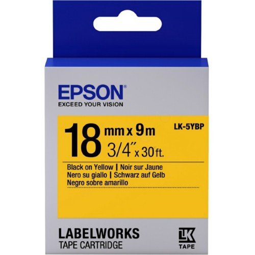 Epson C53S655003/LK-5YBP DirectLabel-etikettes black on yellow 18mm x 9m for Epson LabelWorks 4-18mm/24mm/36mm/6-18mm/6-24mm