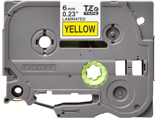 Brother TZE-611 DirectLabel black on yellow Laminat 6mm x 8m for Brother P-Touch TZ 3.5-18mm/6-12mm/6-18mm/6-24mm/6-36mm