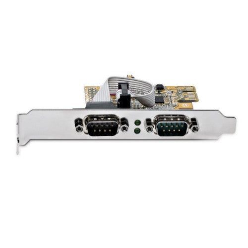 StarTech.com 2-Port PCI Express Serial Interface Card, Dual Port PCIe to RS232 (DB9) Serial Card, 16C1050 UART, Low/Full Profile Brackets, COM Retention, For Windows/Linux