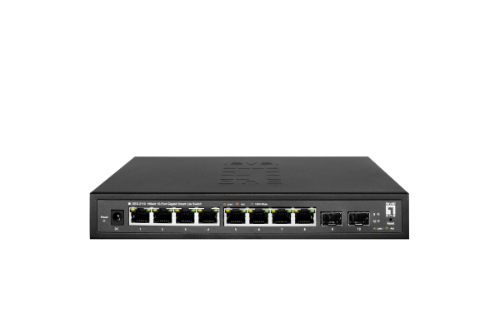 LevelOne Hilbert 10-Port Gigabit Smart Lite Switch, 8 x Gigabit RJ45, 2 x Gigabit SFP