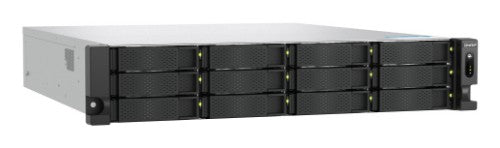 QNAP 2U 12-bay 3.5 SATA HDD NAS AMD Ryzen 7000 series 8C16T (boost up to 5.3 GHz) 32GB DDR5 non-ECC RAM (max. 128GB total) 2x M.2 2280 PCIe Gen5 x2 slots for SSD cache 2x 10GBASE-T + 2x 2.5 GbE RJ45 3 x PCIe Gen 4 expansion slots 2 x 550W redundant power