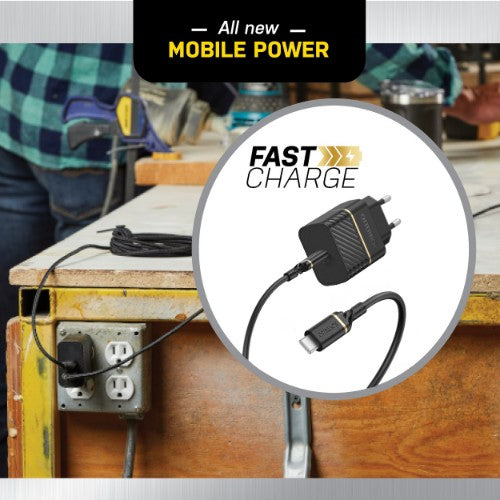 OtterBox EU Wall Charger 20W - 1X USB-C 20W USB-PD + USB C-C Cable 1m, black