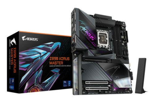 GIGABYTE Z890 AORUS MASTER Motherboard - Supports Intel Core Ultra (Series 2) CPUs, 18+1+2 phases VRM, up to 9500MHz DDR5 (OC), 2xPCIe 5.0 + 3xPCIe 4.0, Wi-Fi 7, 10GbE LAN, Thunderbolt 4